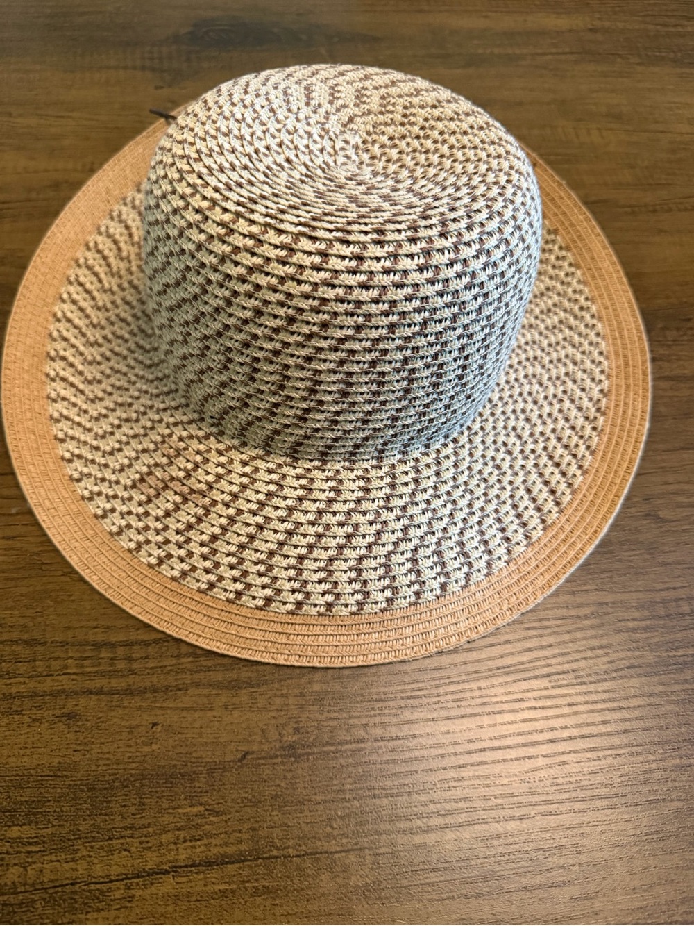 Peter Grimm Woven Straw Sun Hat in Beige and Tan